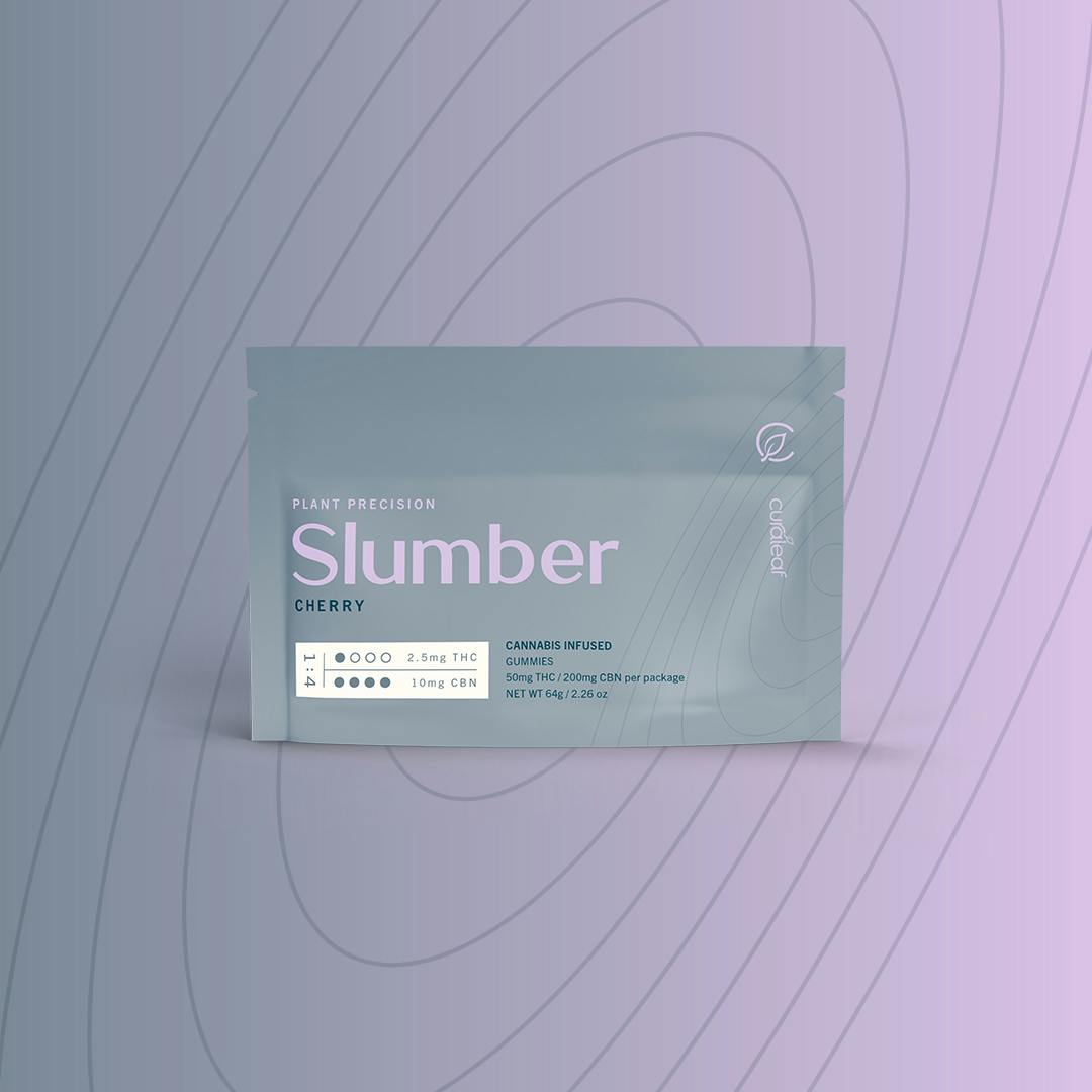 ## Slumber Gummies
A precise 1:4 ratio of THC to CBN along with relaxing terpenenes to quiet the mind for counting sheep.