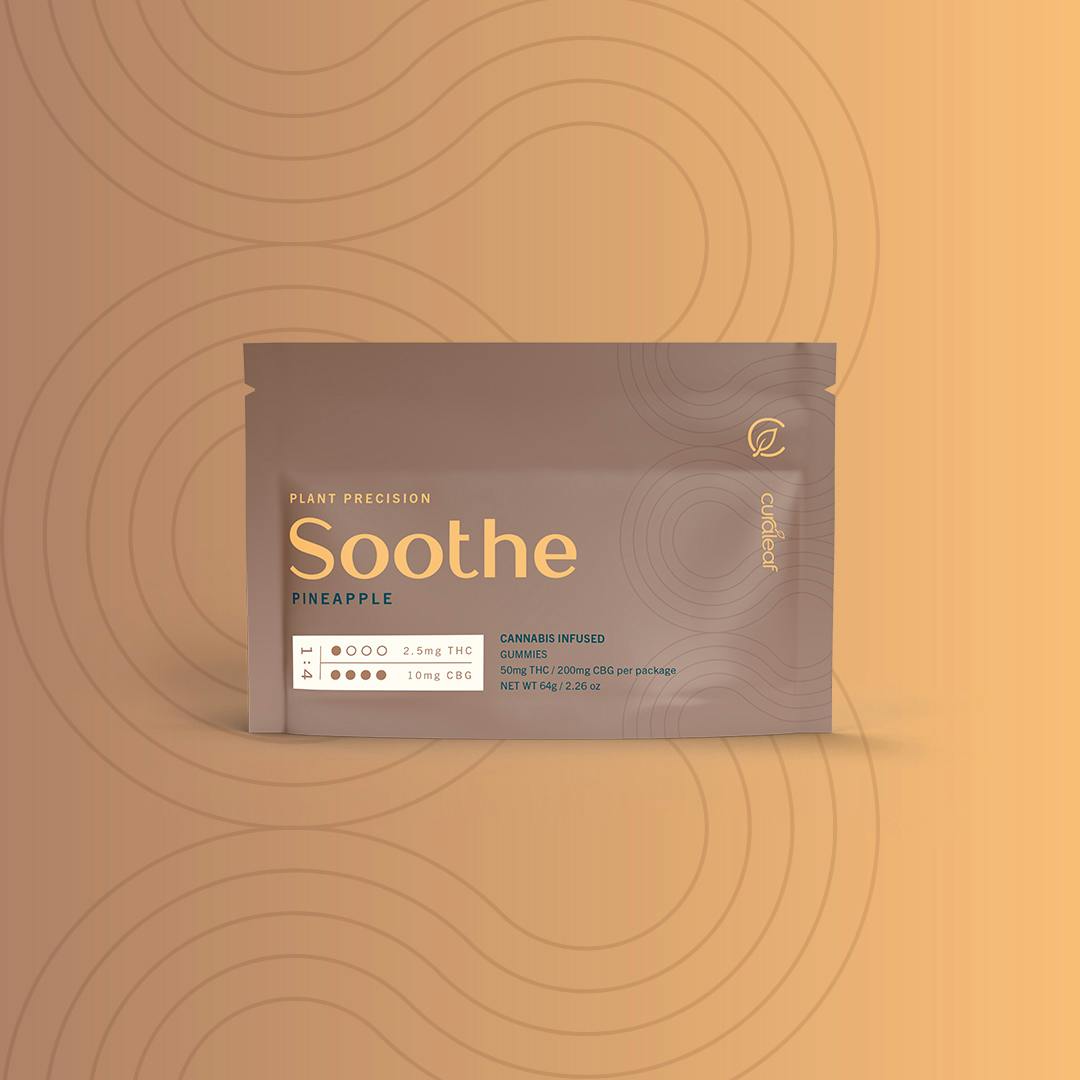## Soothe Gummies

A precise 1:4 ratio of THC to CBG with relieving terpenes to help you bounce back faster than ever.