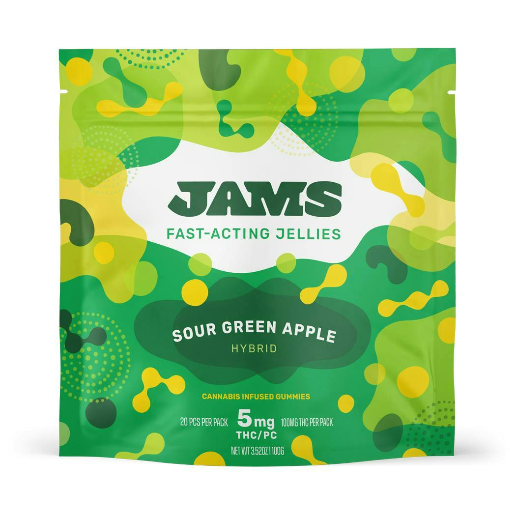 JAMS Sour Green Apple 20pk Fast Acting Jellies 100mg