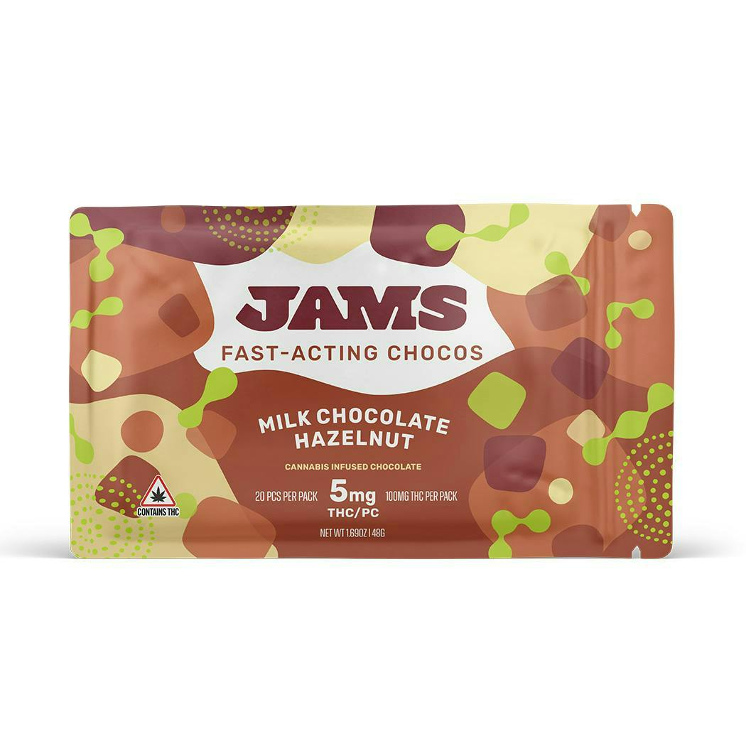 JAMS Milk Chocolate Hazelnut Fast Acting Chocolate 20pk | 100mg