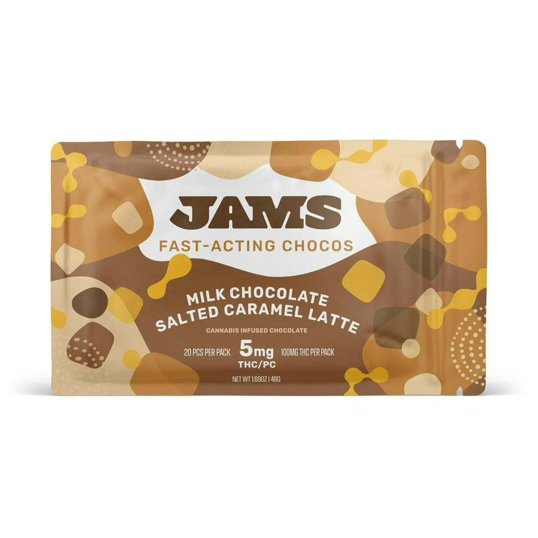 JAMS Salted Caramel Latte Milk Chocolate Bar 100mg