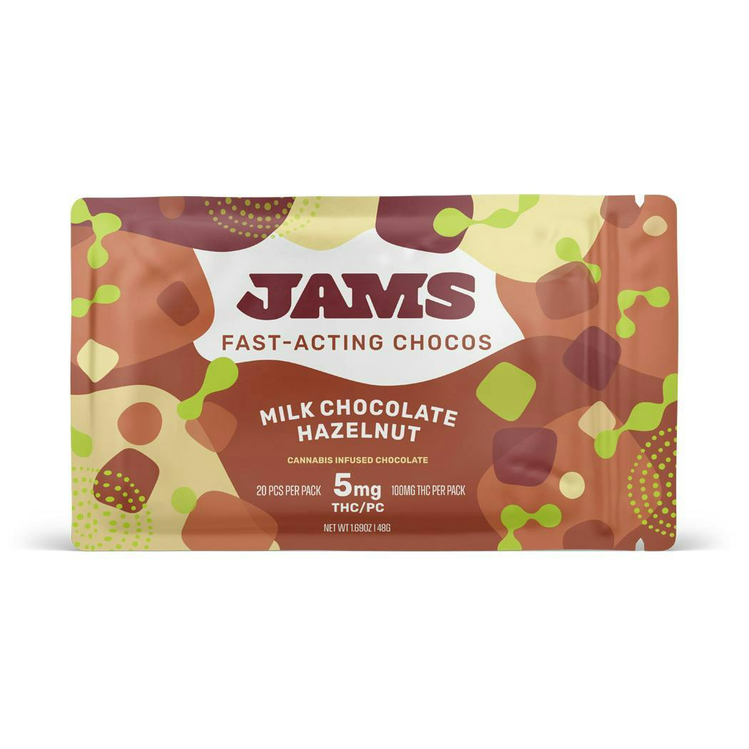 JAMS Hazelnut Milk Chocolate Bar 100mg