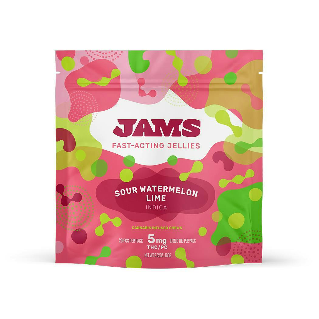 Fast-Acting Jellies Sour Watermelon Lime 100mg THC (5mg THC per Jelly)