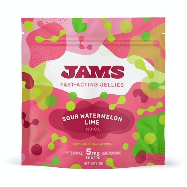 JAMS Sour Watermelon Lime 20pk Fast Acting Jellies 100mg