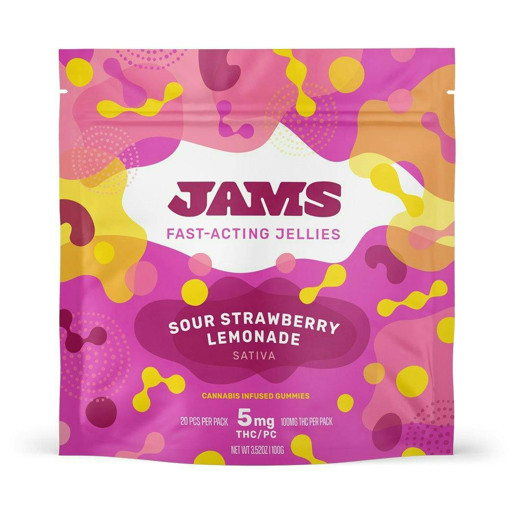 JAMS Sour Strawberry Lemonade 20pk Fast Acting Jellies 100mg