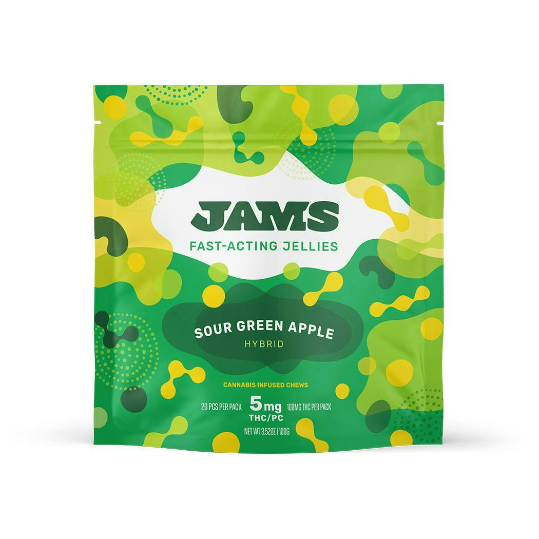 Fast-Acting Jellies Sour Green Apple 100mg THC (5mg THC per Jelly)