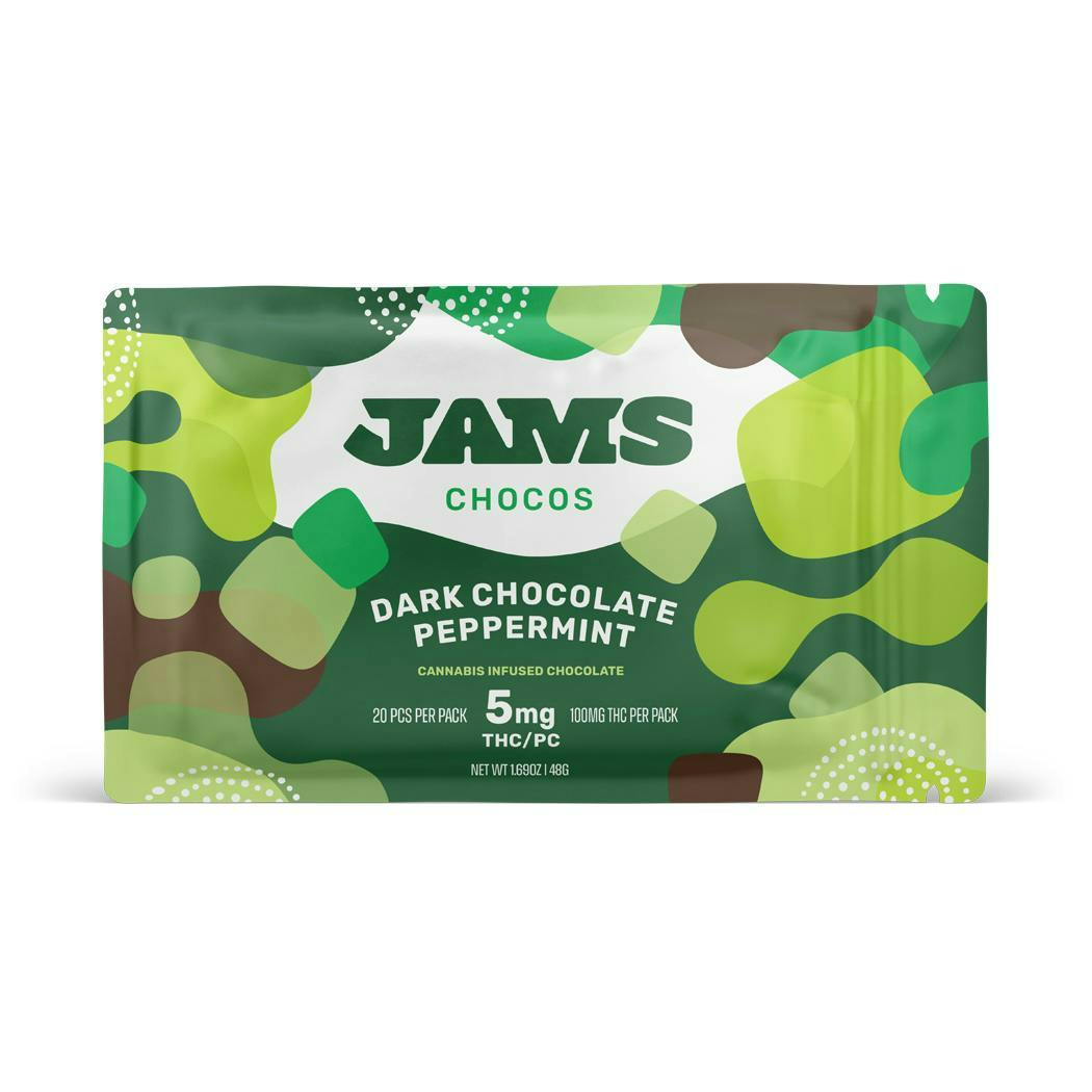 JAMS Peppermint Dark Chocolate Bar 100mg