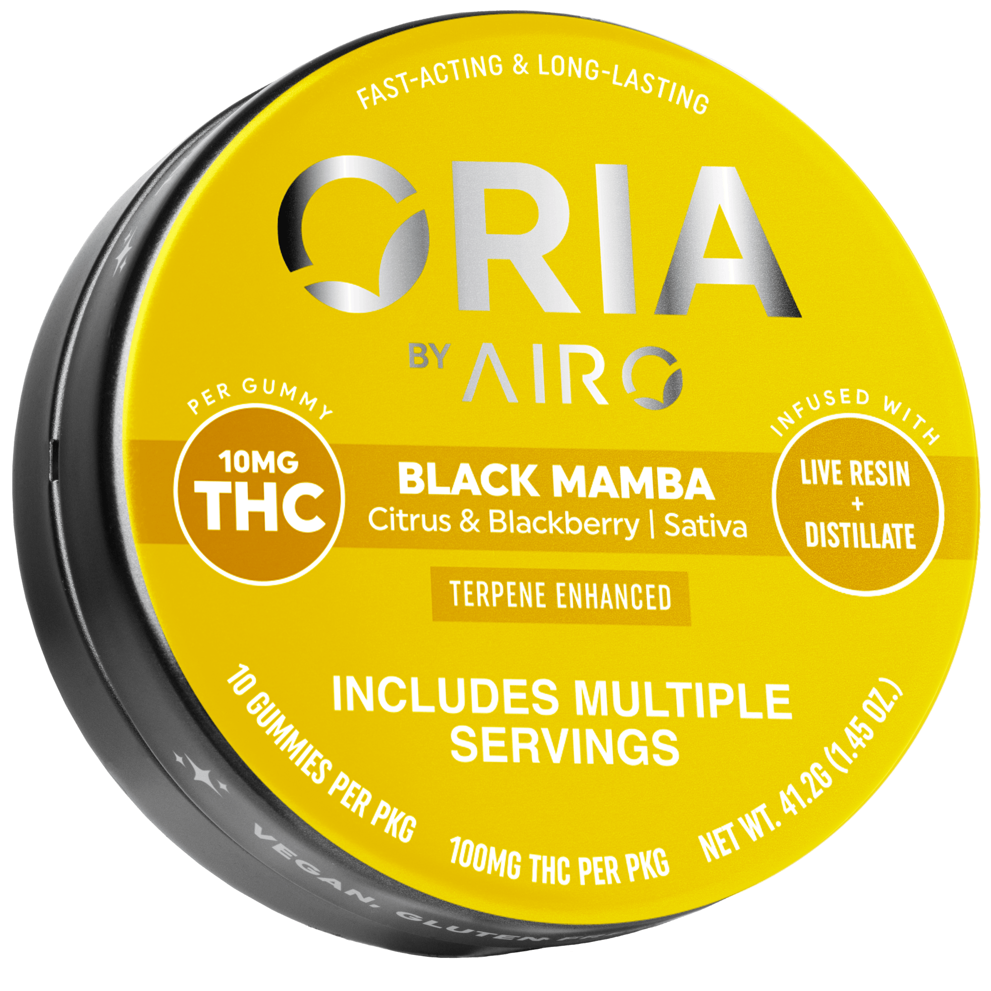Black Mamba Citrus and Blackberry 10-Pack Gummies (10mg Per Gummy)