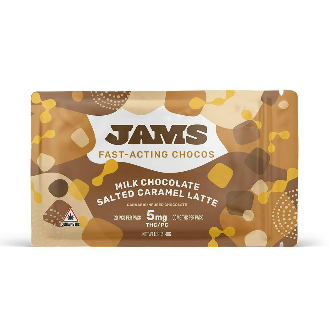 JAMS Milk Chocolate Salted Caramel Latte Fast Acting Chocolate 20pk | 100mg