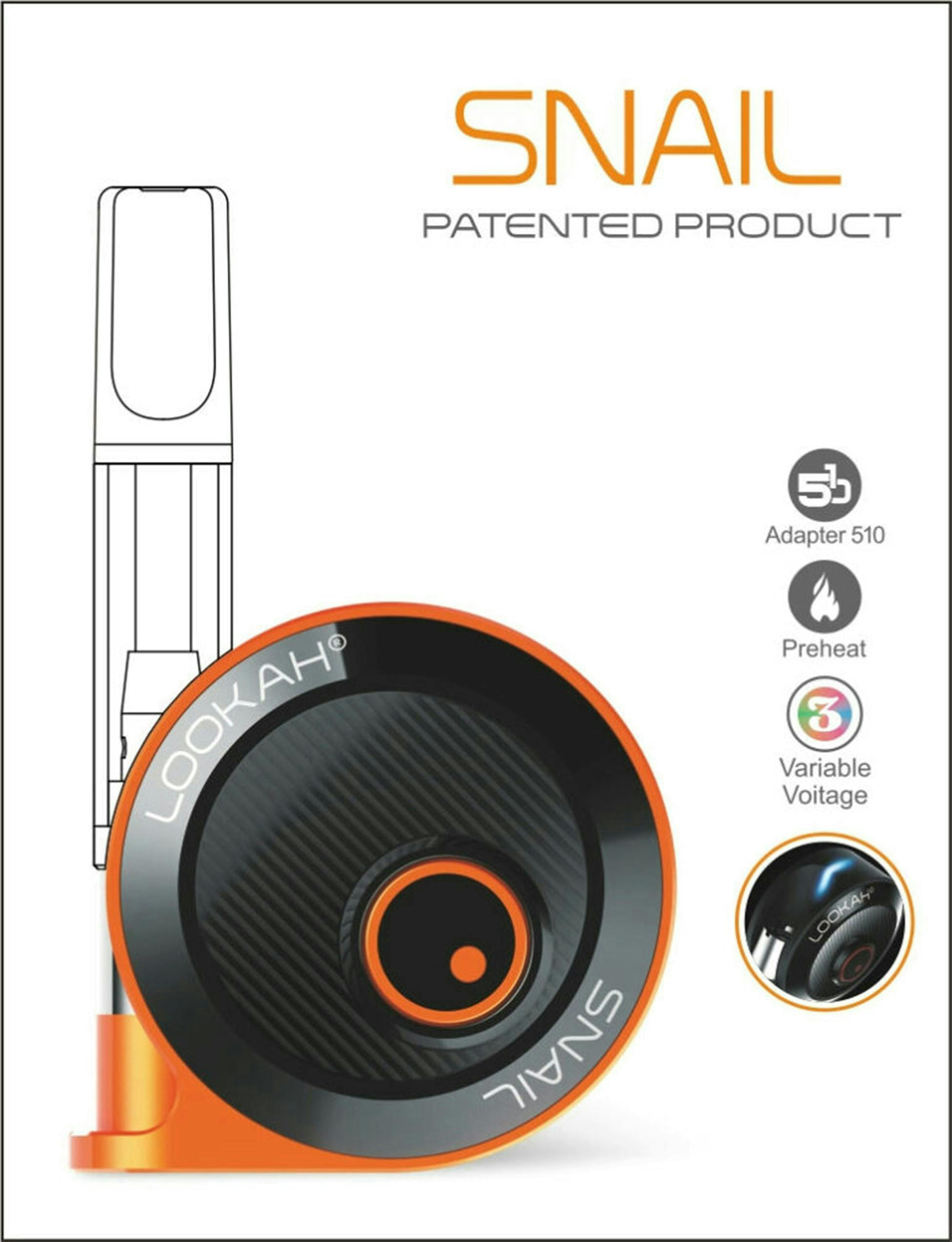 Lookah Snail 2.0 Variable Voltage Orange Battery