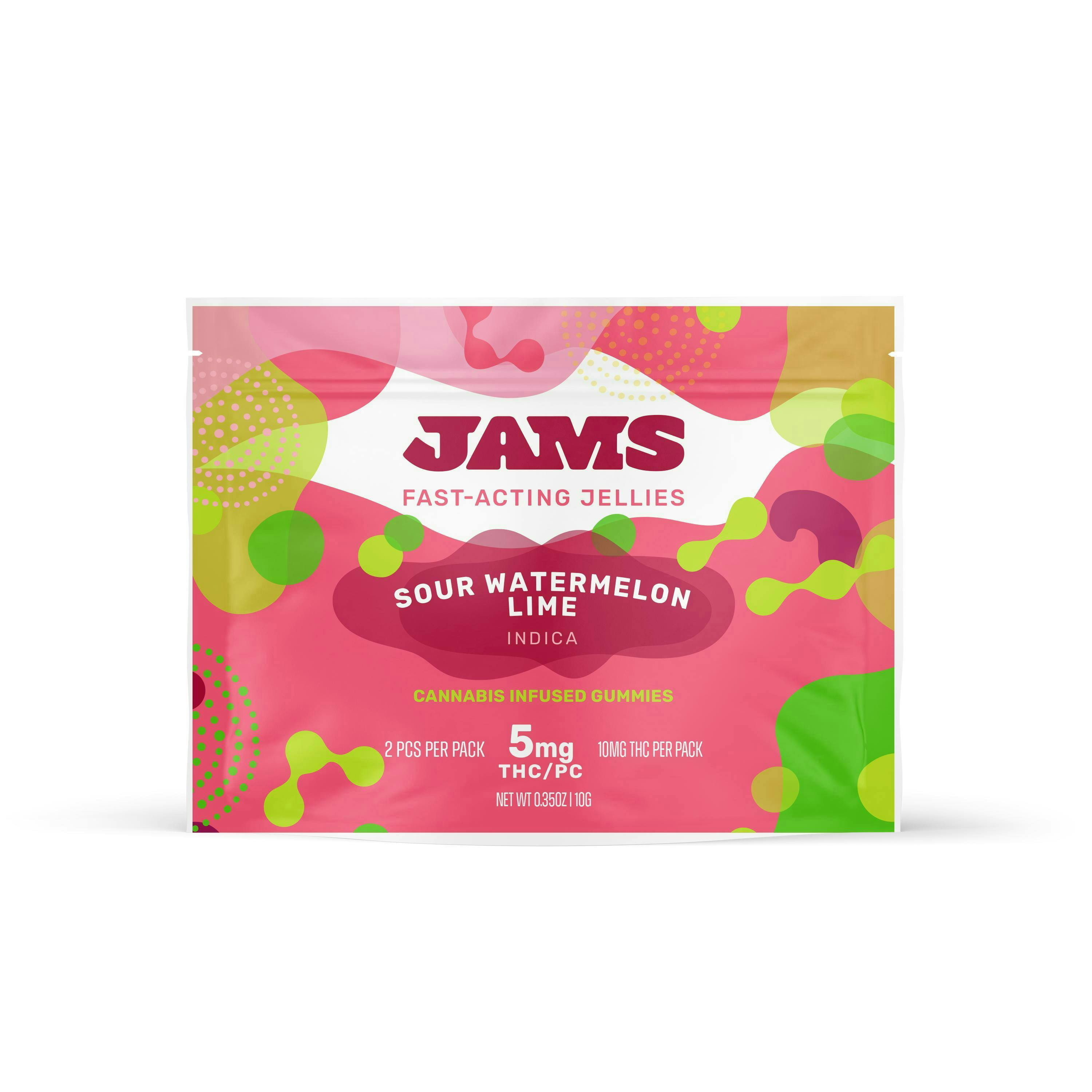 Jams Sour Watermelon Lime Nano Fast Acting Gummies Trial Pack 10mg 2pk