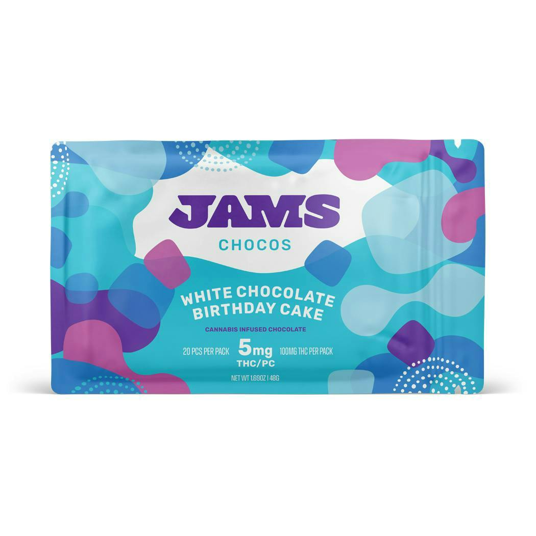 JAMS Birthday Cake White Chocolate Bar 100mg