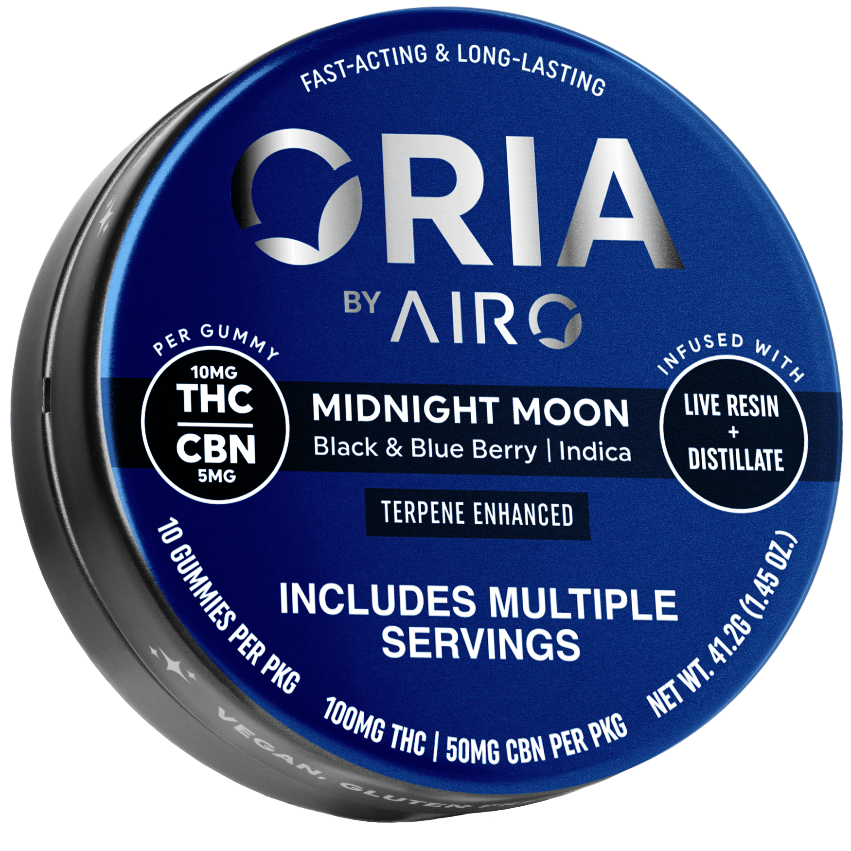 Midnight Moon Black and Blueberry 2:1 CBN 10-Pack Gummies (10mg Per Gummy)