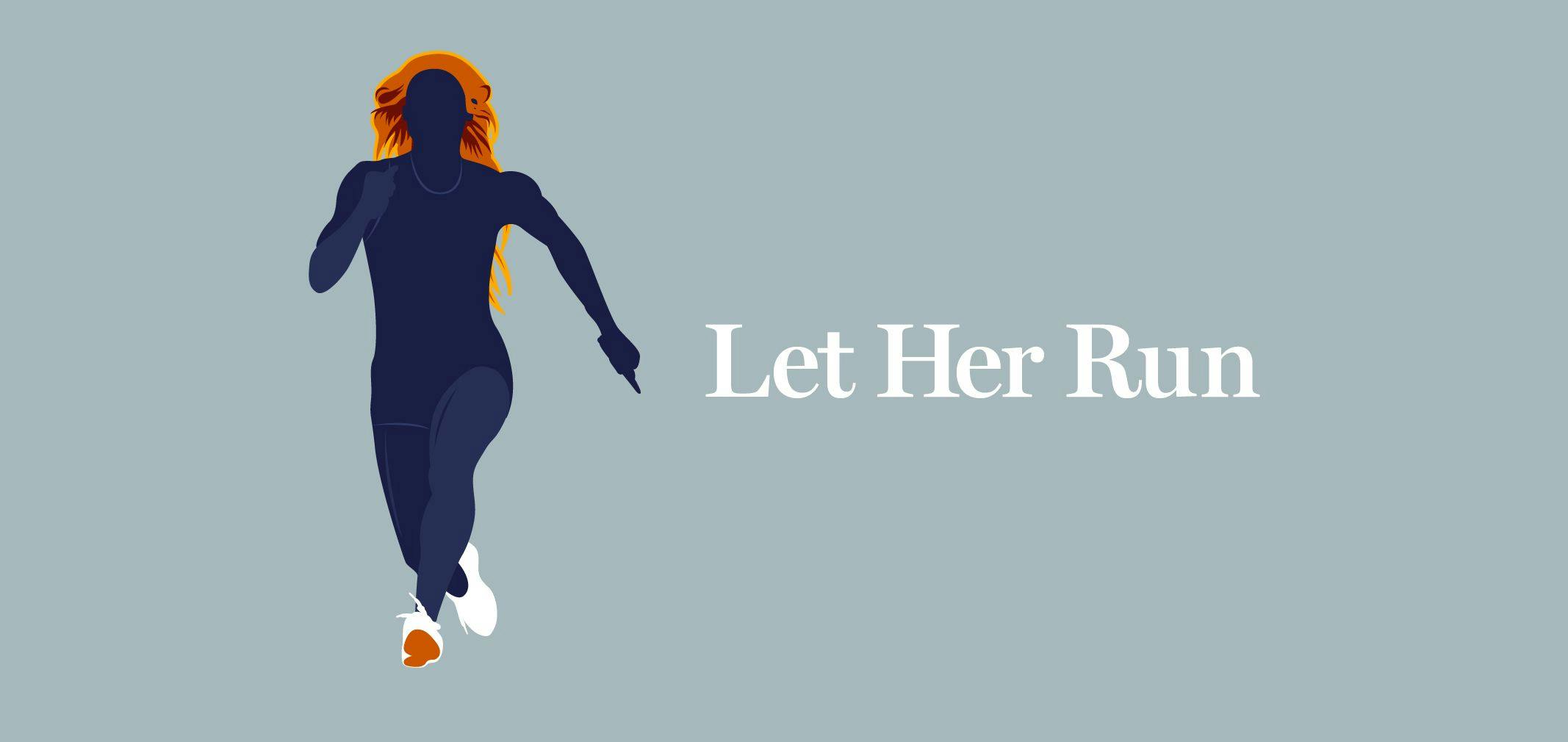 Sha’Carri Richardson graphic with title, Let Her Run